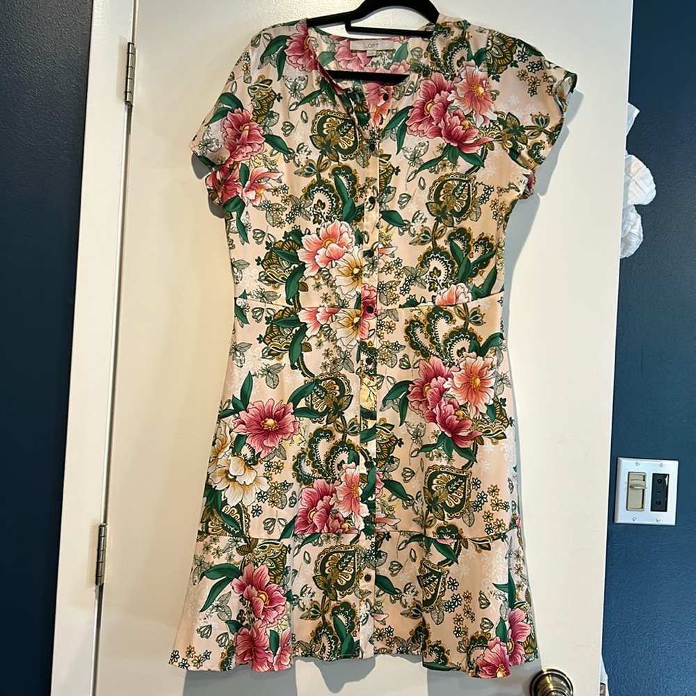 Button front floral dress